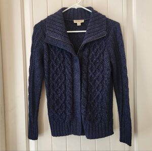 St. John's Bay Deep Blue Cable Knit Cardigan, Size PS